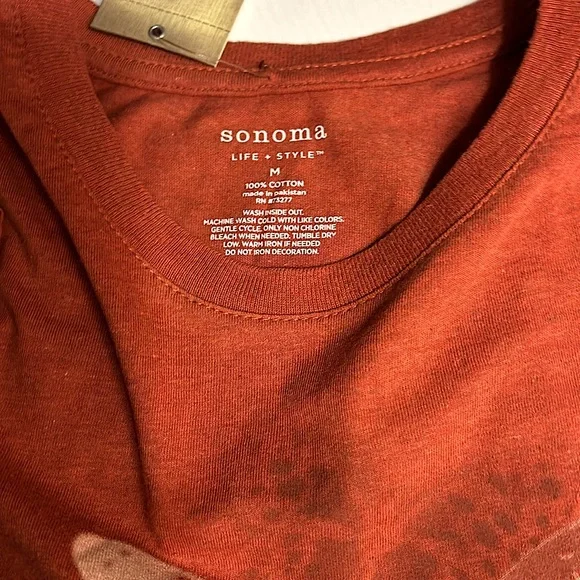 NWT Crew neck long sleeve cotton shirt maroon color Sz M - Picture 3 of 3